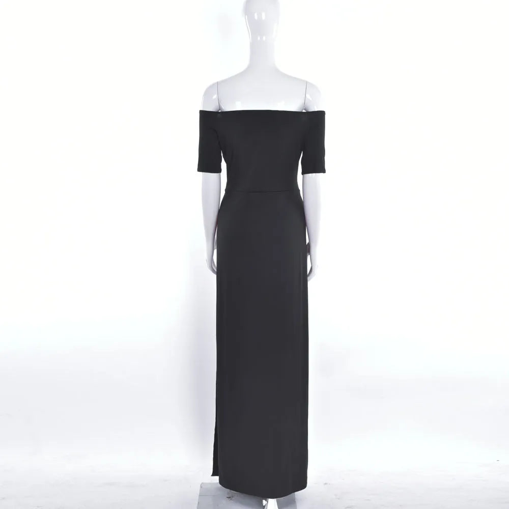 Off Shoulder High Slit Maxi Dressy