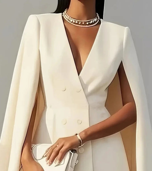 Double Breasted Shawl Cape Blazer Dress
