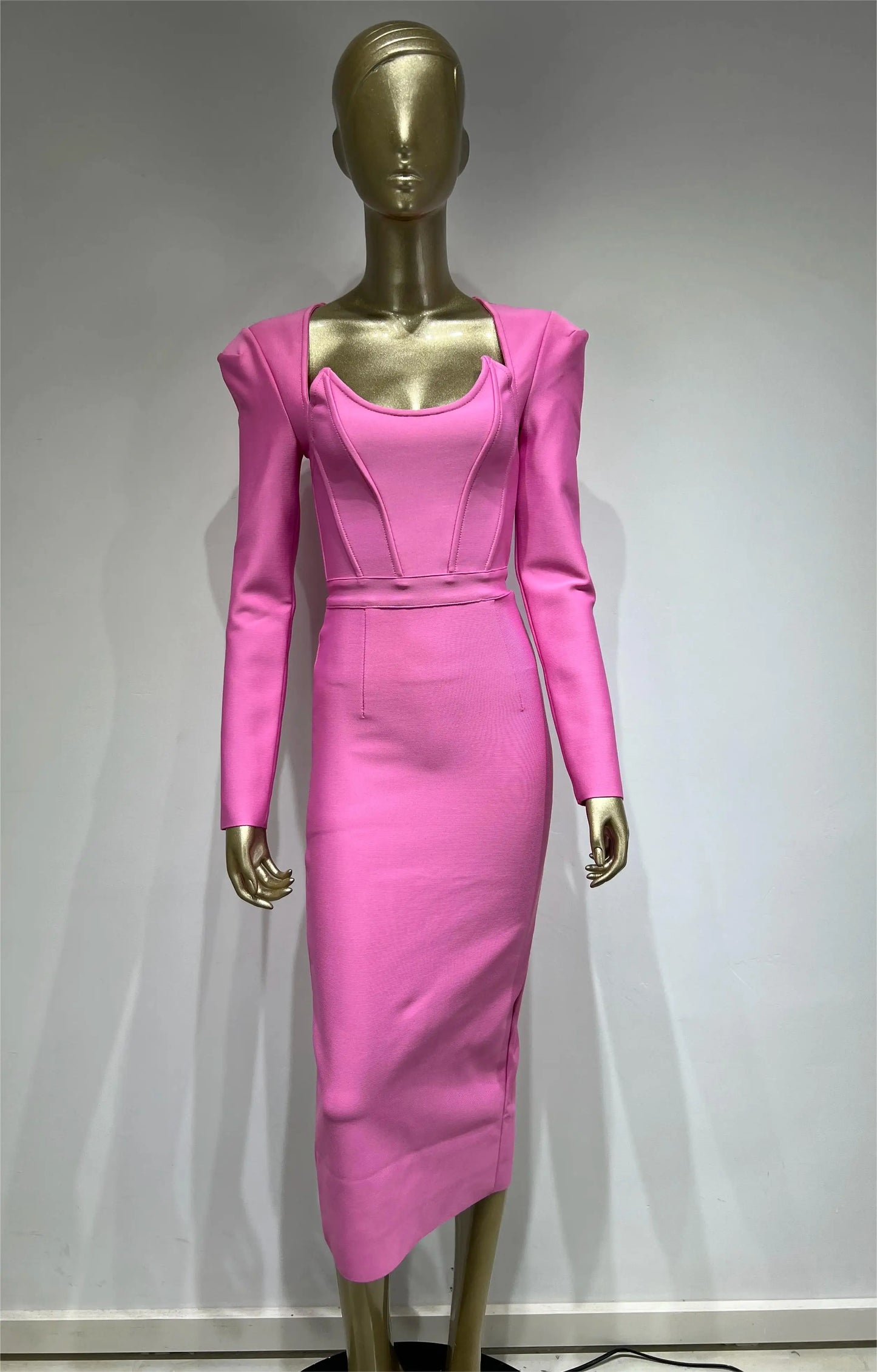 Elegant Knitted Long Sleeve Square Collar Dresses