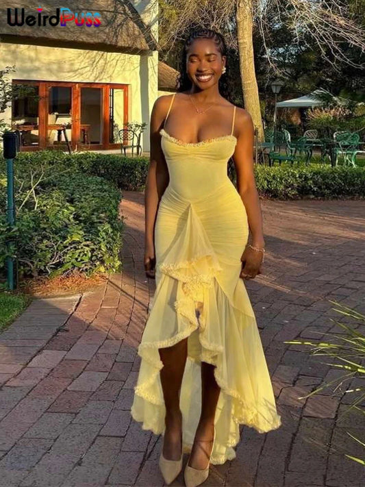 Sexy Ruffles Backless Dress