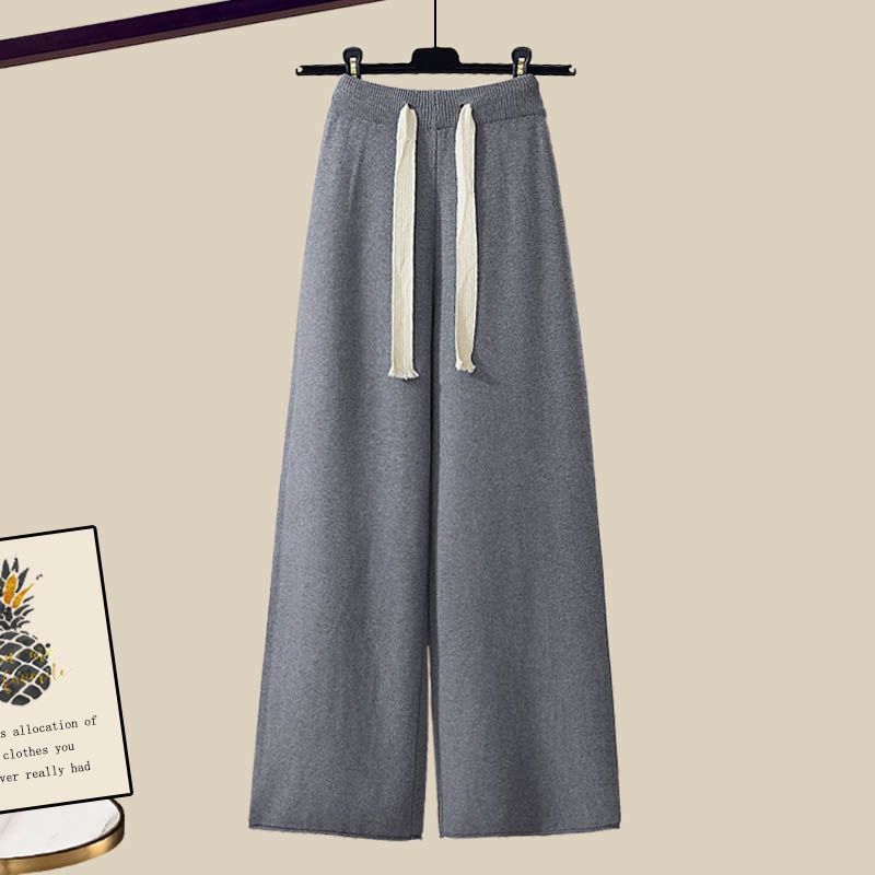Fashion Knitted Sweater+Loose Wide Leg Pants Two-piece Set