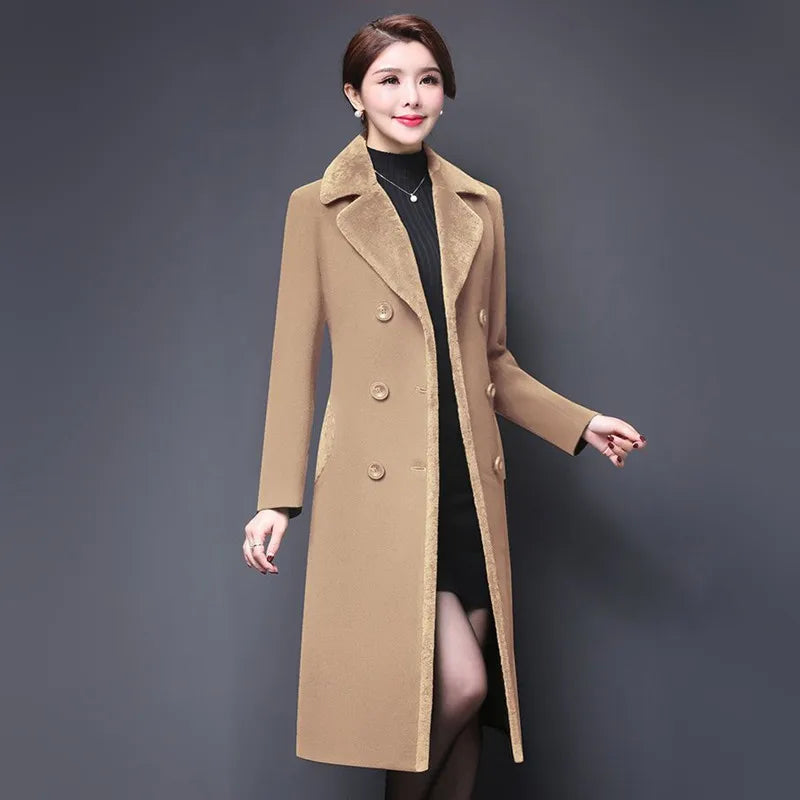 Women Long Overcoat Windproof Coats