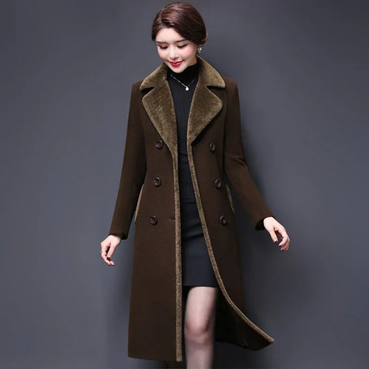 Women Long Overcoat Windproof Coats