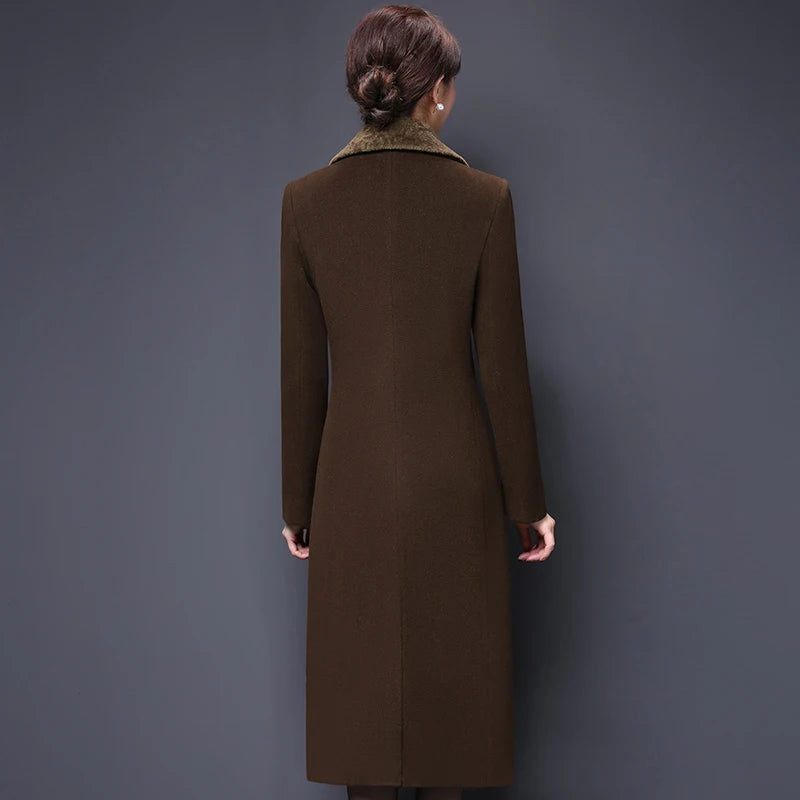 Women Long Overcoat Windproof Coats