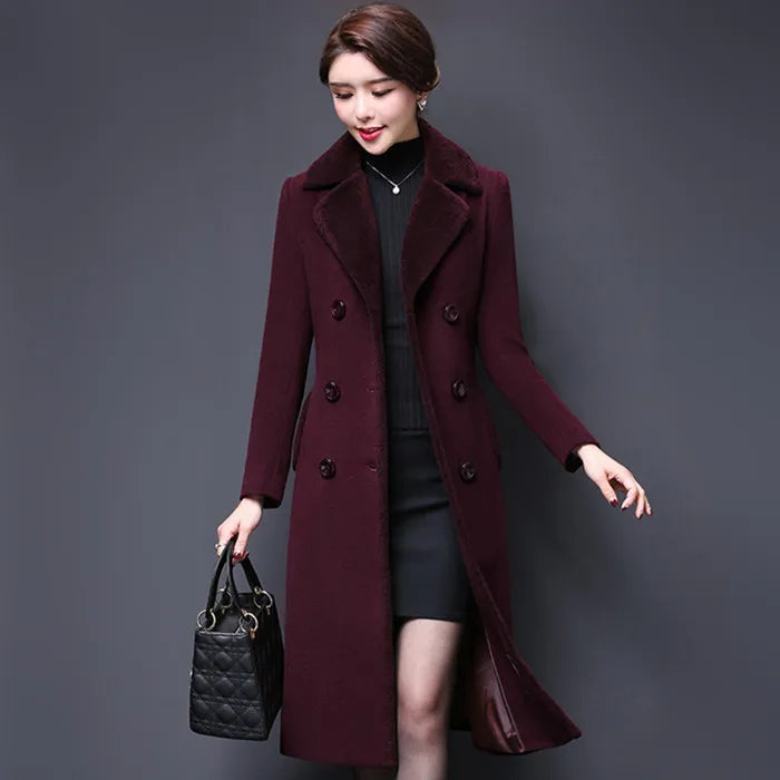 Women Long Overcoat Windproof Coats