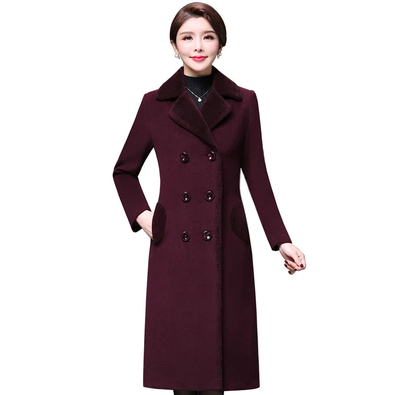 Women Long Overcoat Windproof Coats