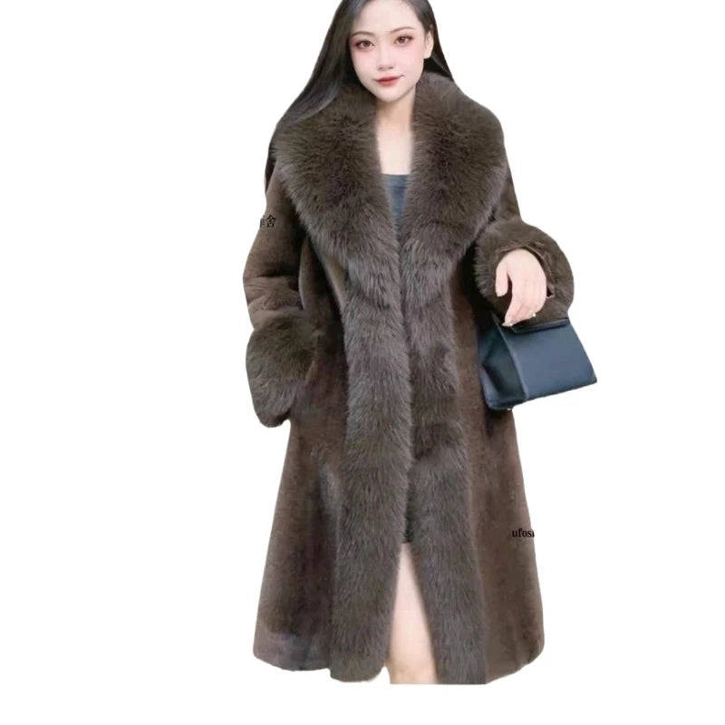 Elegant Faux Fur Coat Outerwear