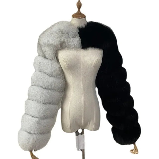 Faux Mink Long Sleeve Short Coat