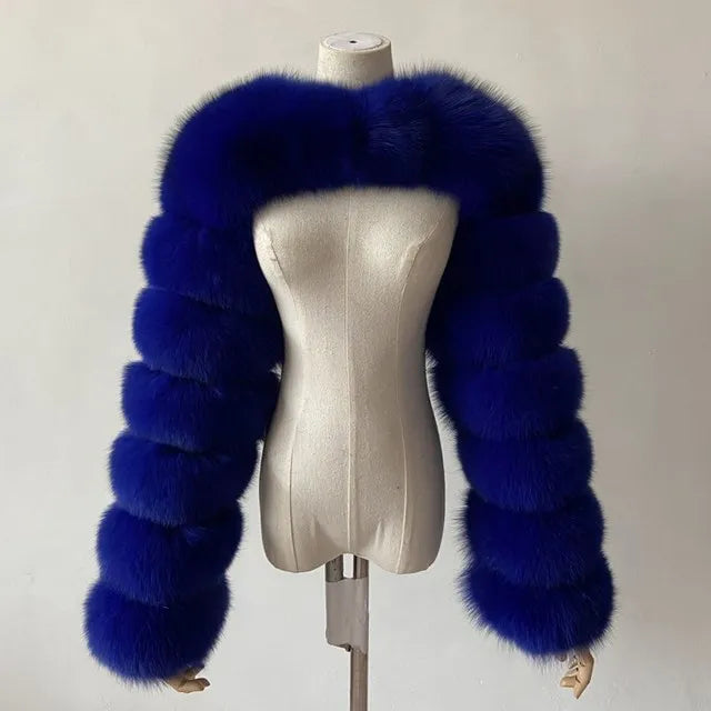 Faux Mink Long Sleeve Short Coat