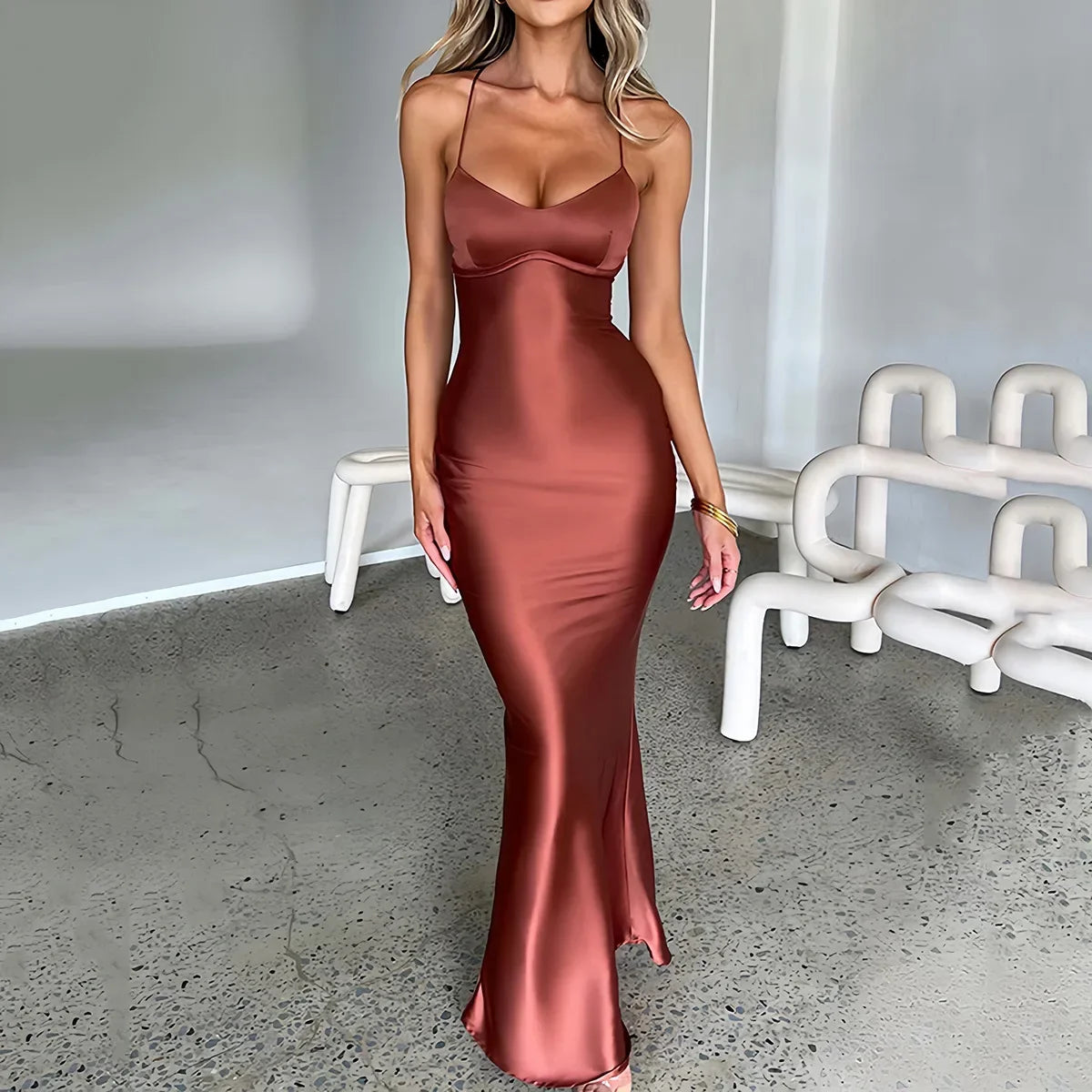 Satin Backless Mermaid Dress