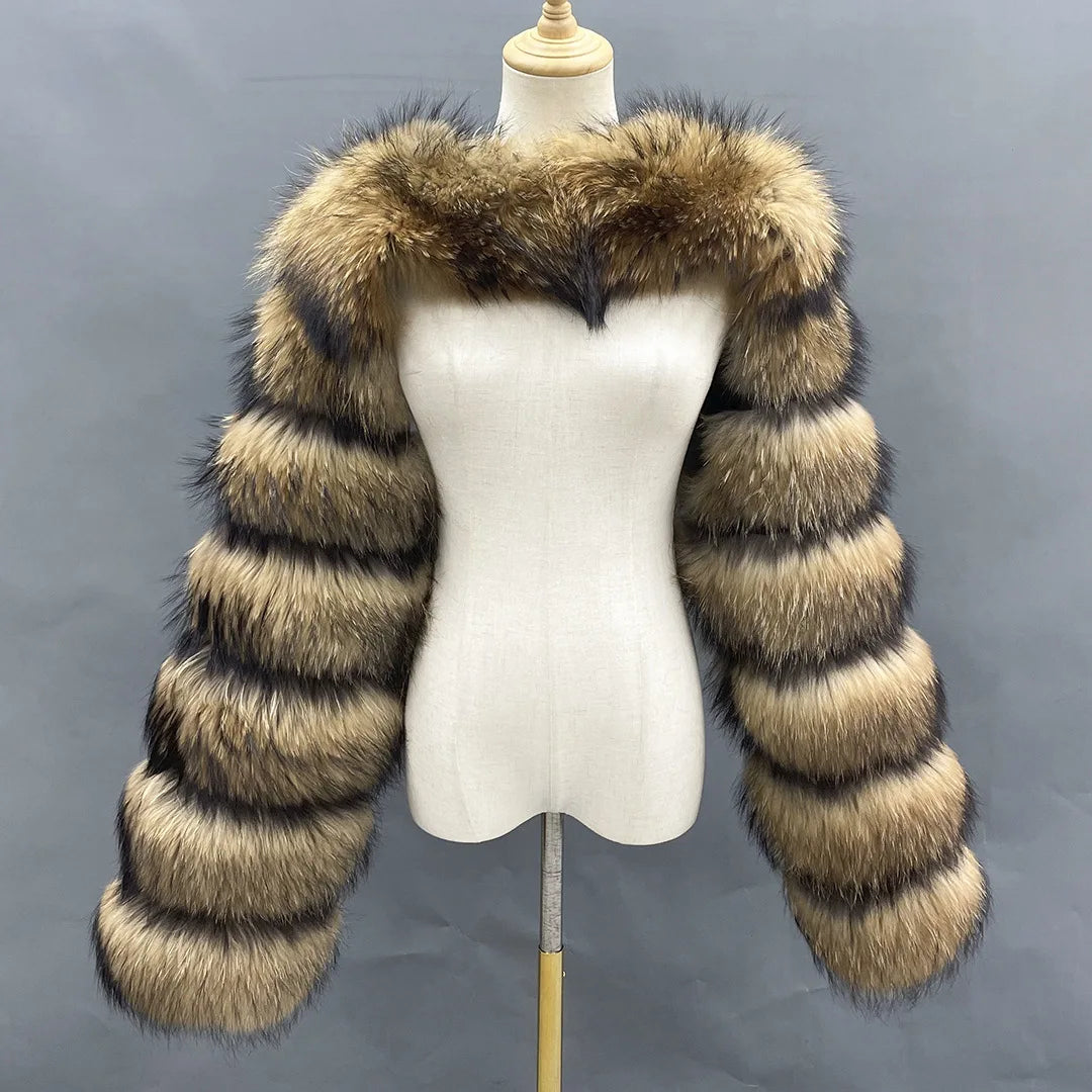 Faux Mink Long Sleeve Short Coat