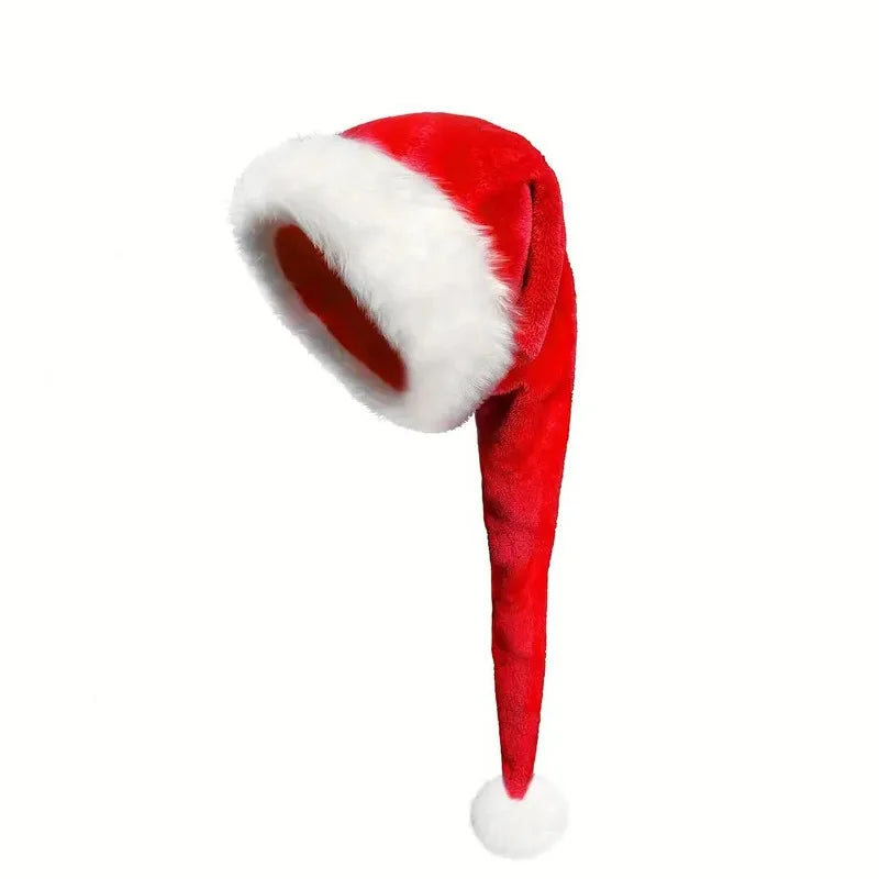 Extra-Long Velvet Christmas Plush Santa Hats Black & Red