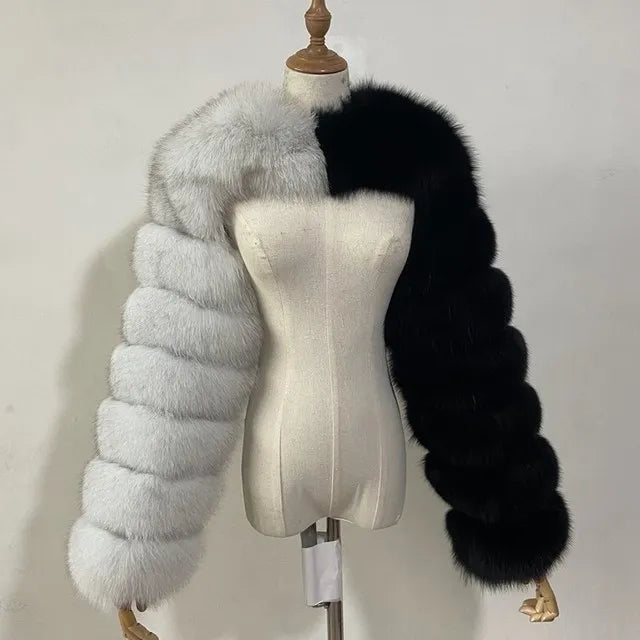 Faux Mink Long Sleeve Short Coat