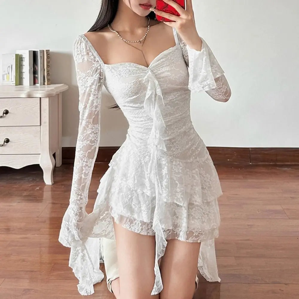 Fairycore Lace Flare Sleeve Dress