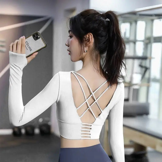 Long Sleeve Yoga Top Open Back Sports Wear