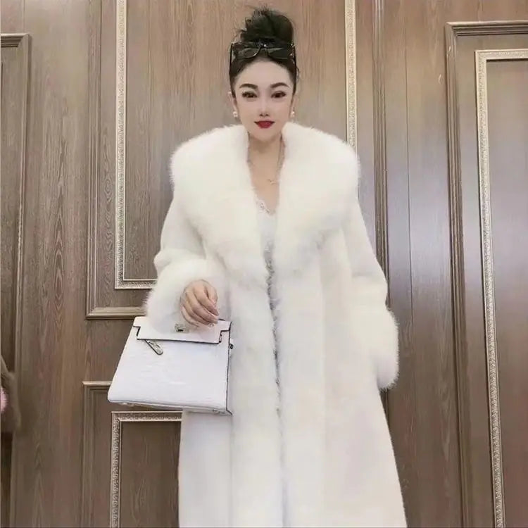 Elegant Faux Fur Coat Outerwear