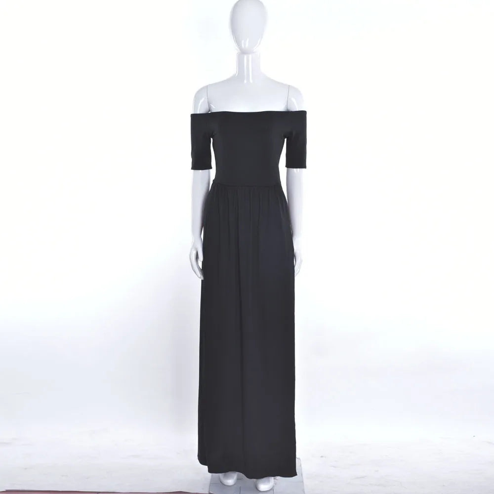 Off Shoulder High Slit Maxi Dressy