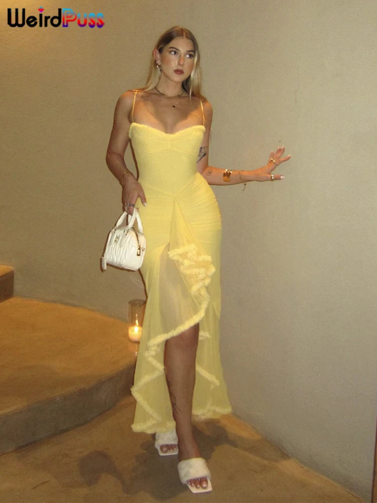 Sexy Ruffles Backless Dress