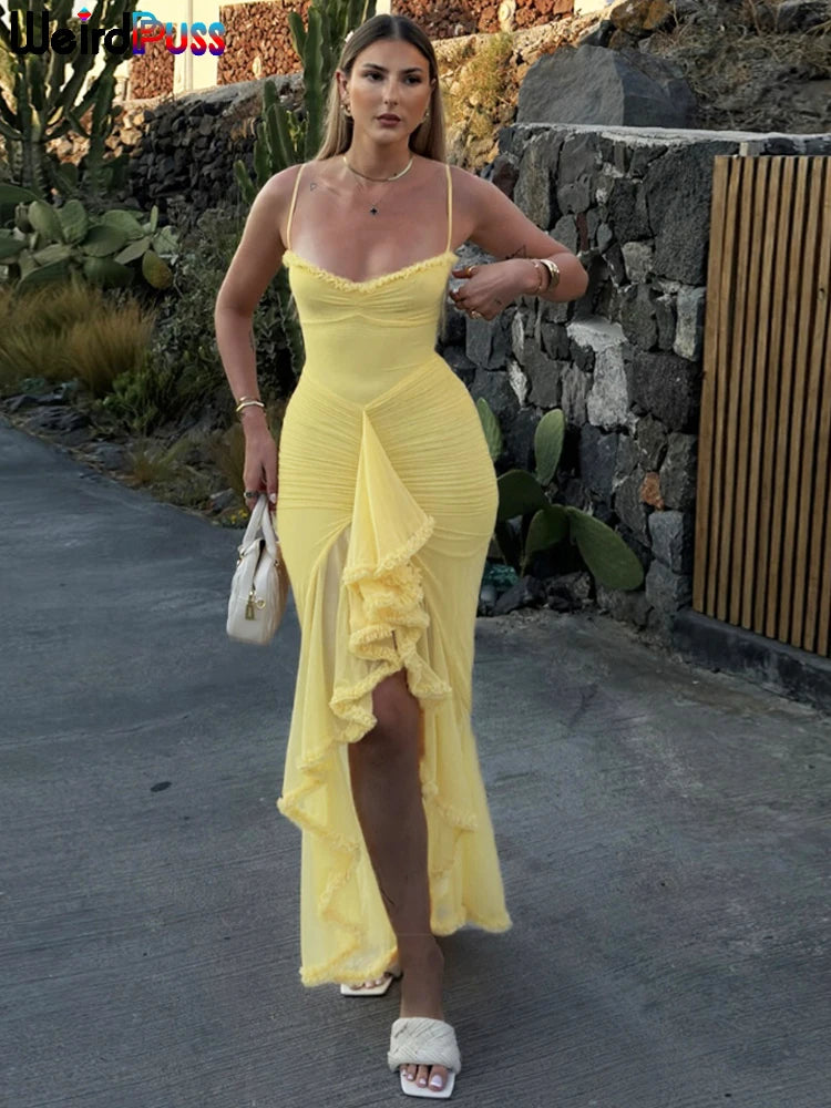 Sexy Ruffles Backless Dress