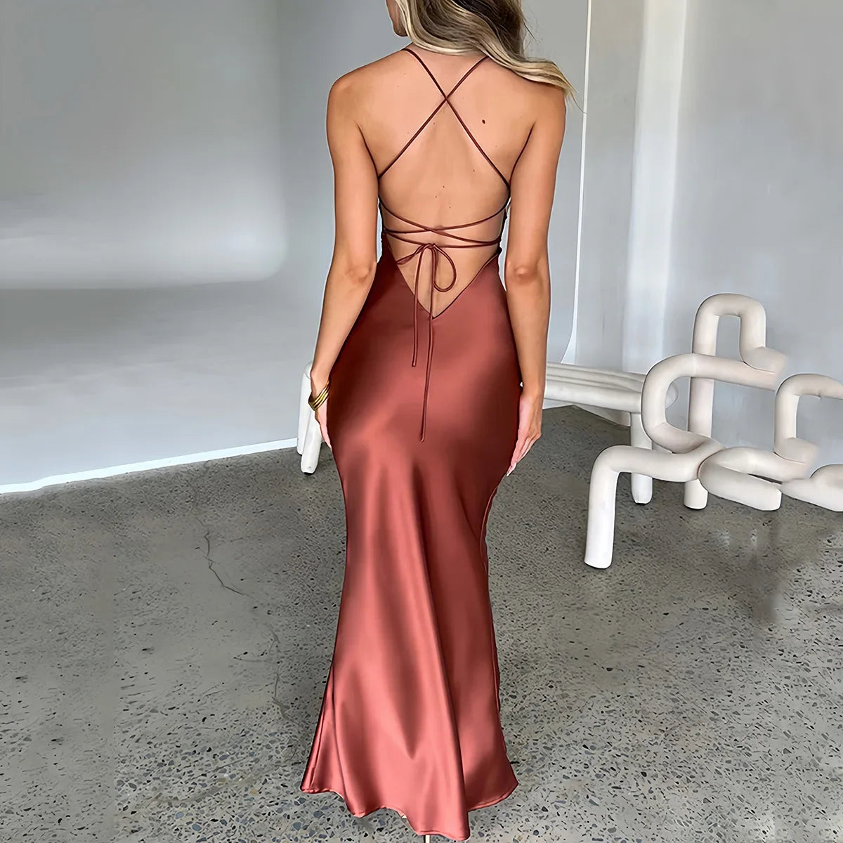 Satin Backless Mermaid Dress
