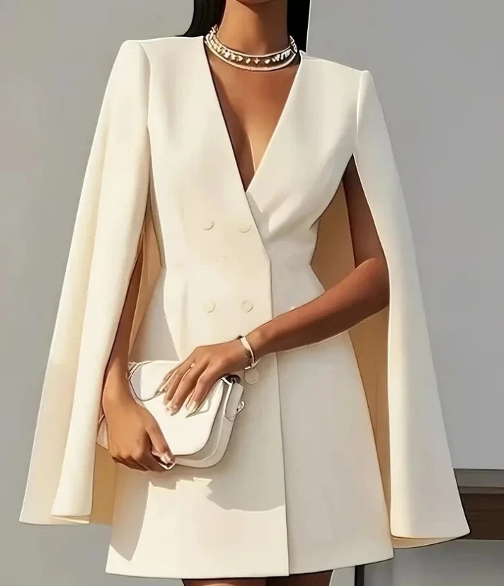 Double Breasted Shawl Cape Blazer Dress – womensorigins