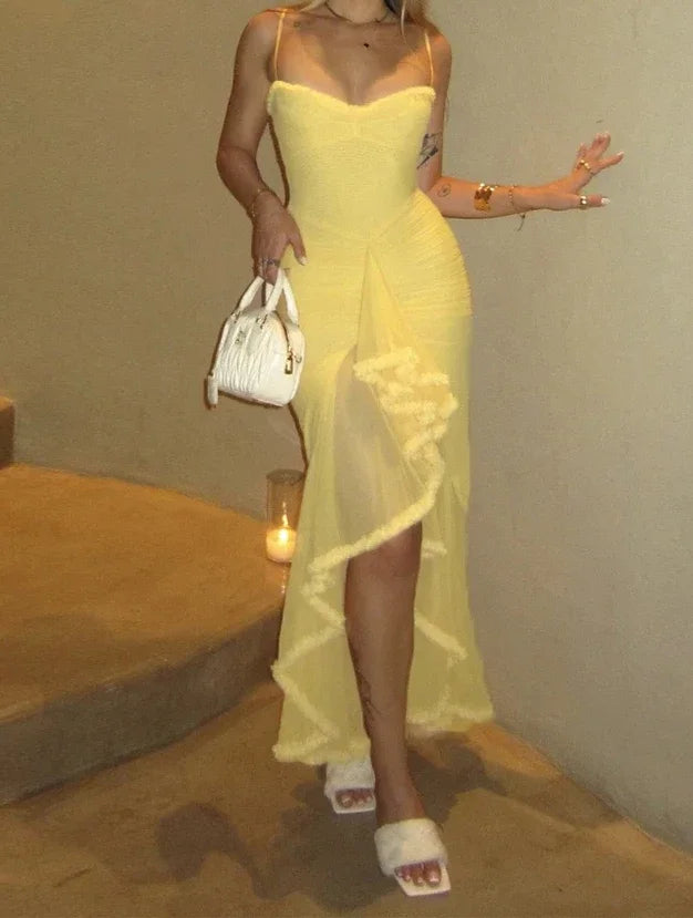 Sexy Ruffles Backless Dress