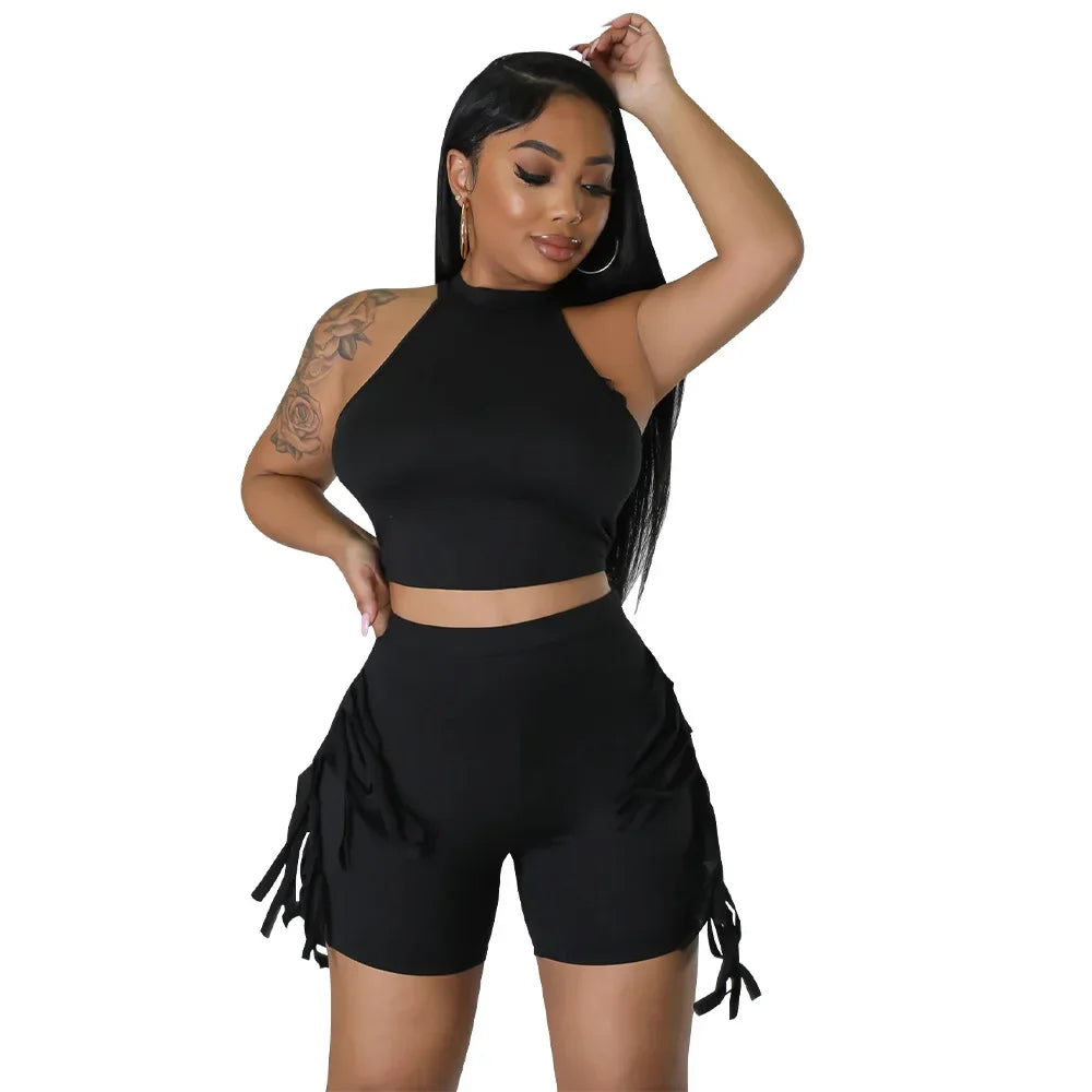 Women 2 Piece Tight Sexy Short Tank Tops+Shorts Tracksuits Hot Matching Sets