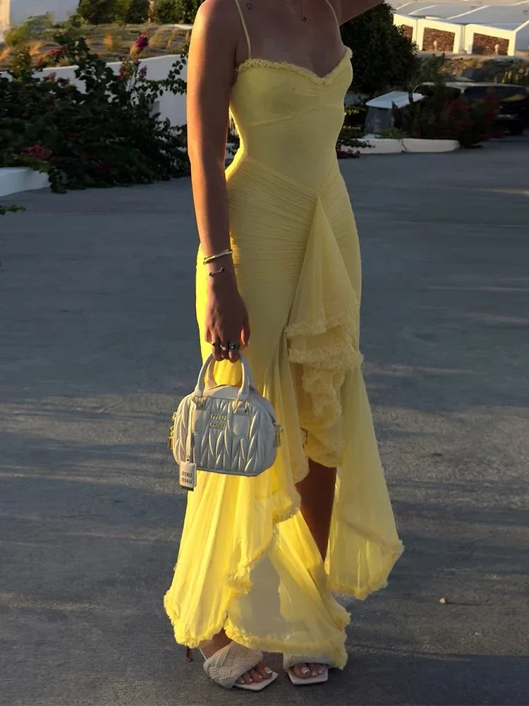 Sexy Ruffles Backless Dress