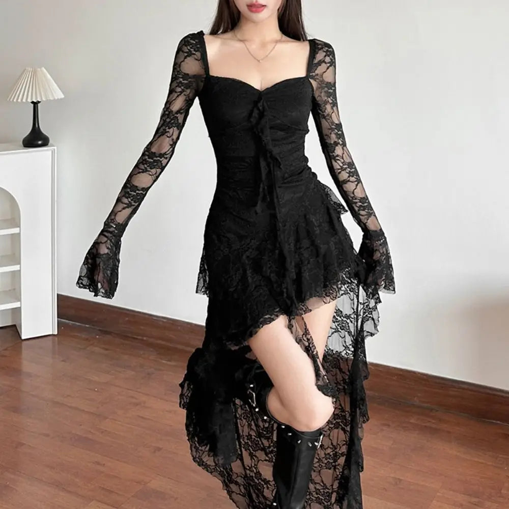 Fairycore Lace Flare Sleeve Dress