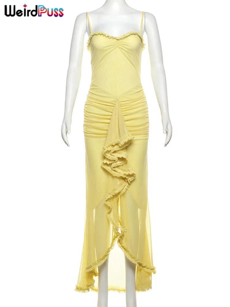 Sexy Ruffles Backless Dress