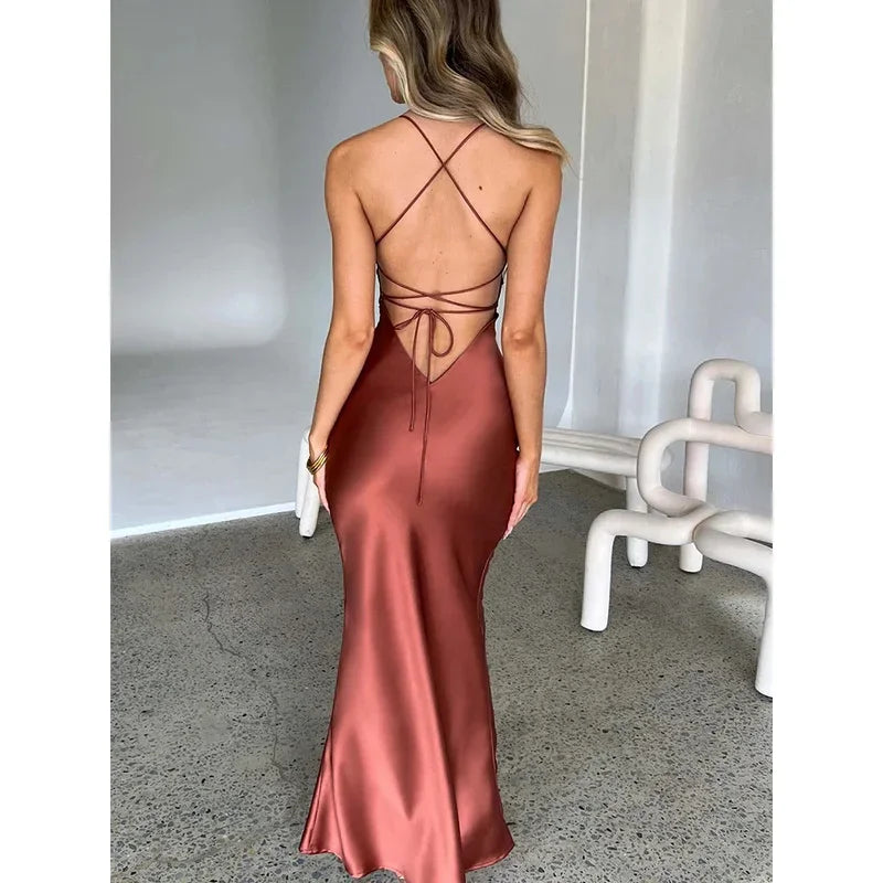 Satin Backless Mermaid Dress