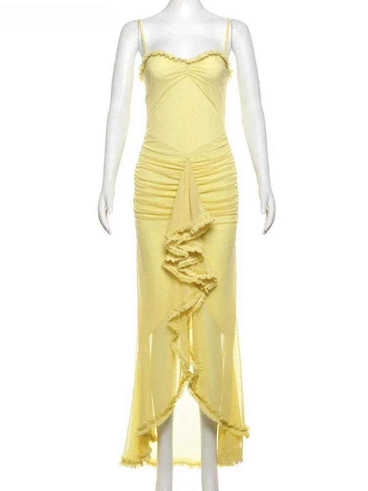 Sexy Ruffles Backless Dress