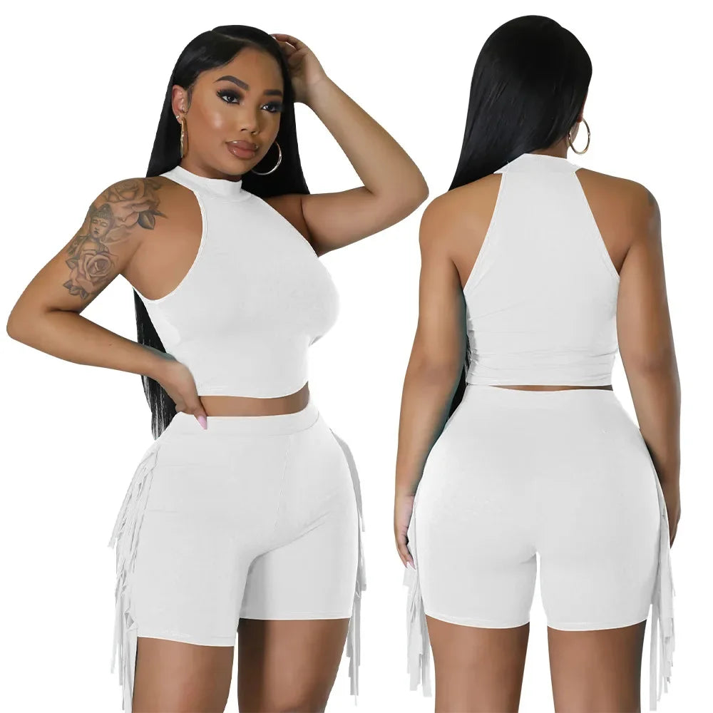 Women 2 Piece Tight Sexy Short Tank Tops+Shorts Tracksuits Hot Matching Sets