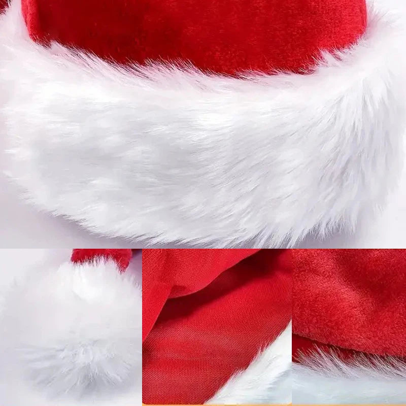 Extra-Long Velvet Christmas Plush Santa Hats Black & Red