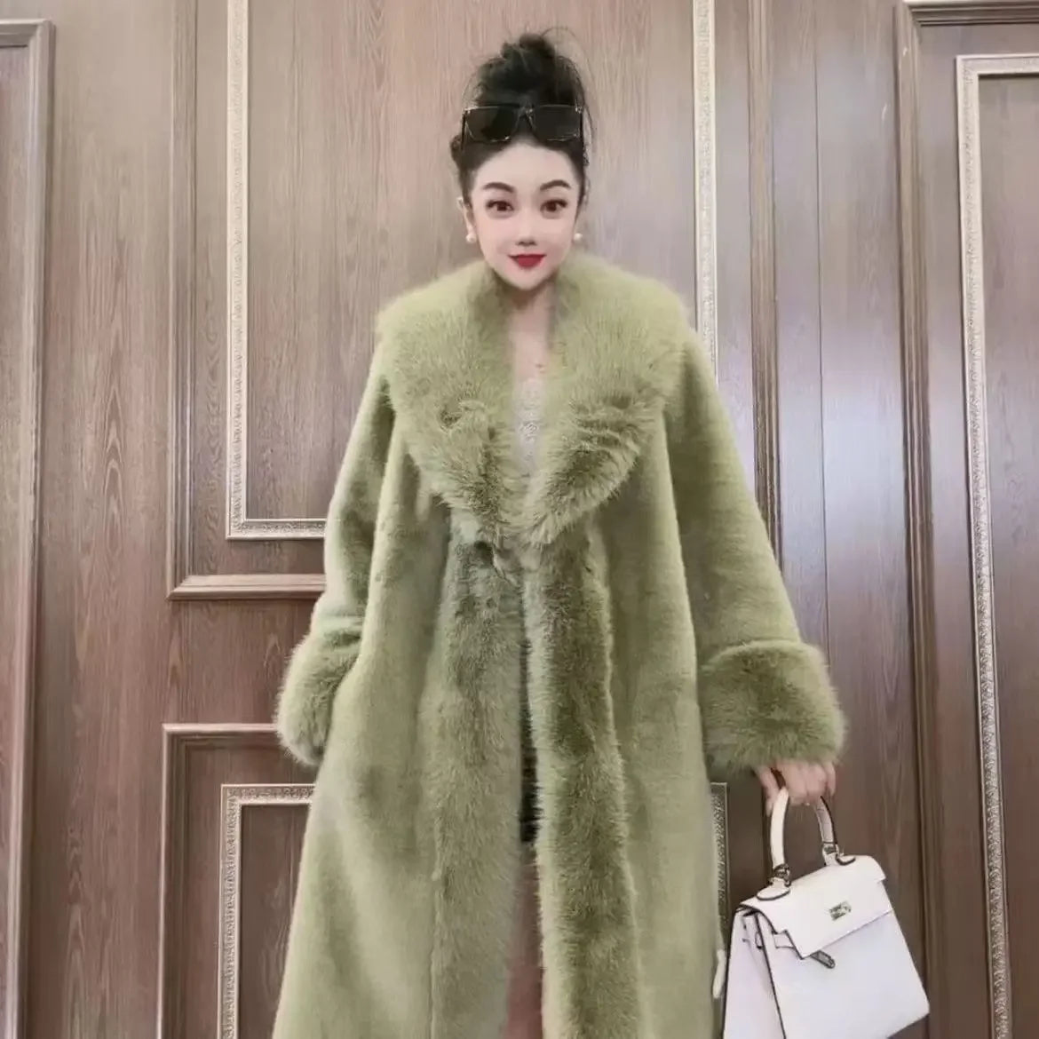 Elegant Faux Fur Coat Outerwear