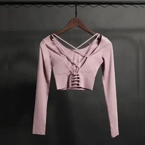 Long Sleeve Yoga Top Open Back Sports Wear