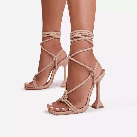 Women Rope Strappy High Heels Slip-On Casual Pump Sandal