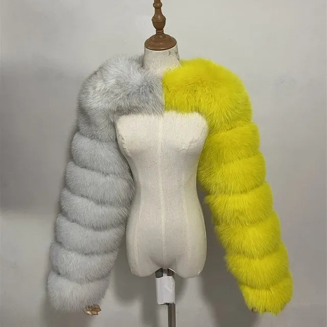 Faux Mink Long Sleeve Short Coat