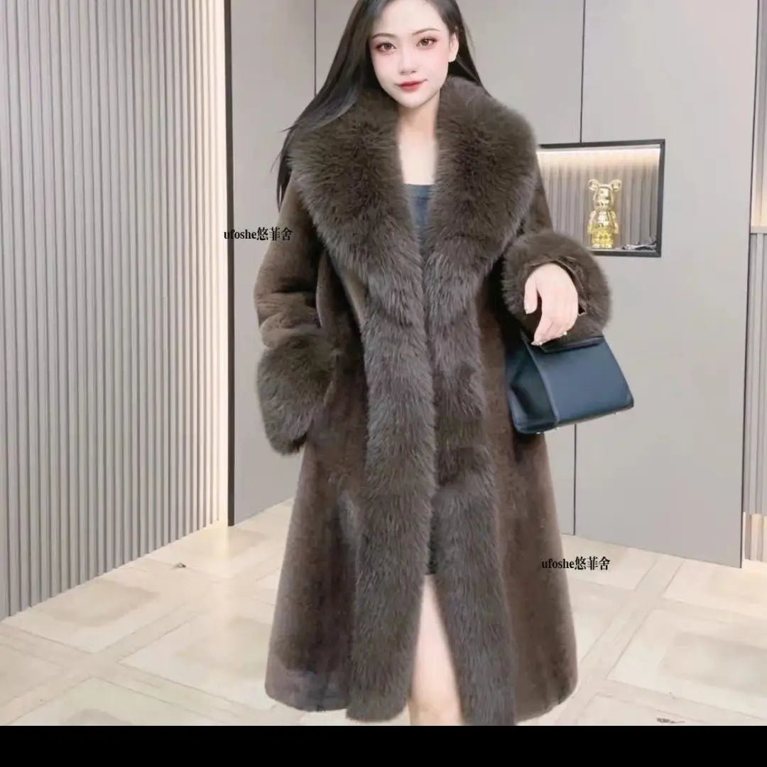 Elegant Faux Fur Coat Outerwear