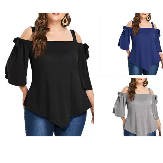 Women Plus Size Cold Shoulder Blouse