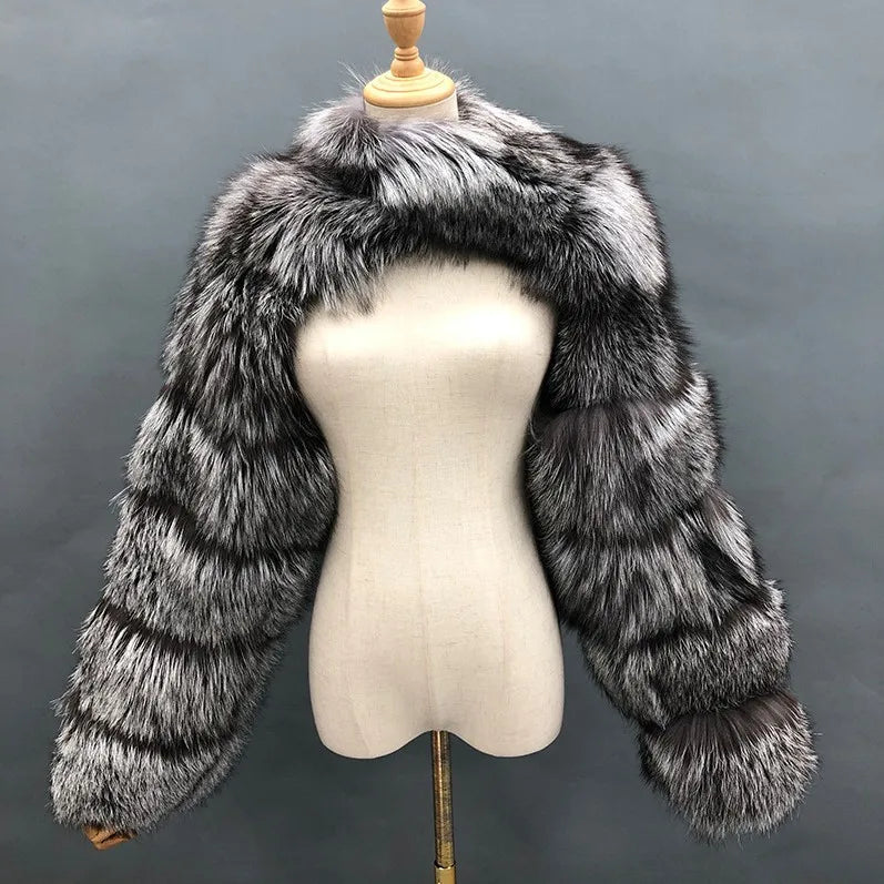 Faux Mink Long Sleeve Short Coat