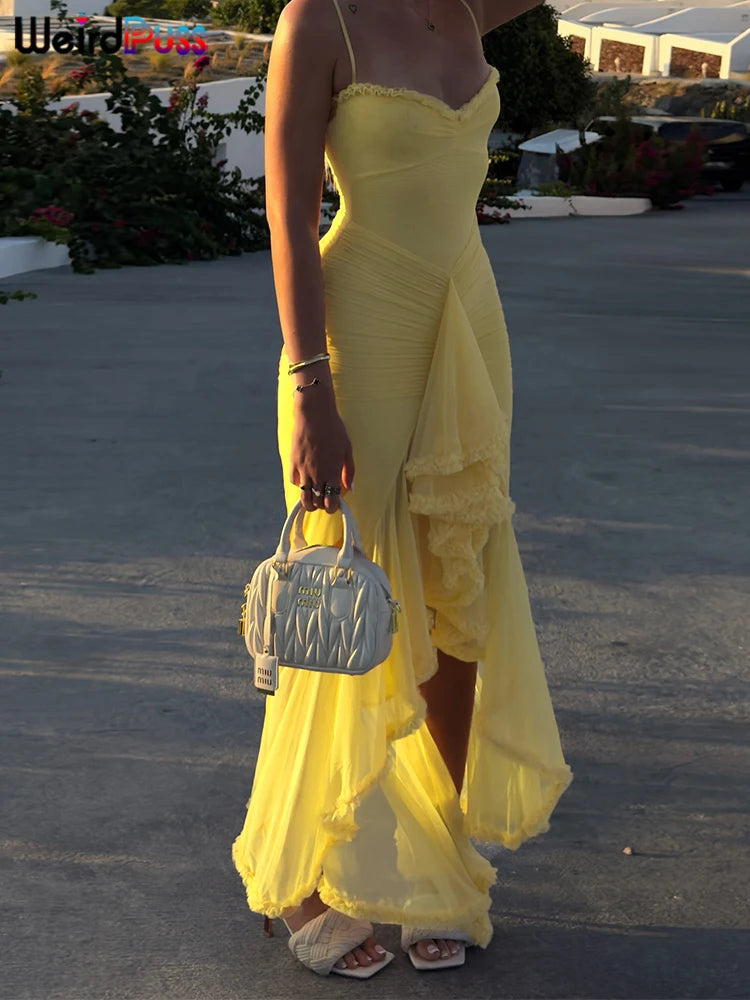 Sexy Ruffles Backless Dress