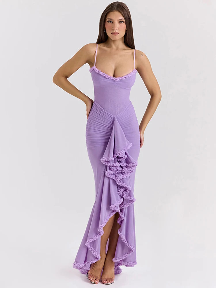 Sexy Ruffles Backless Dress