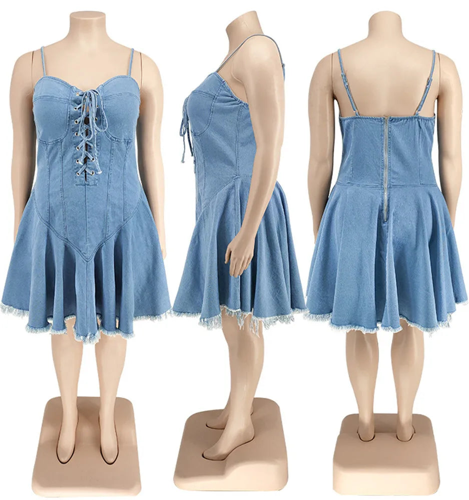 Denim Bandage Mini Dress