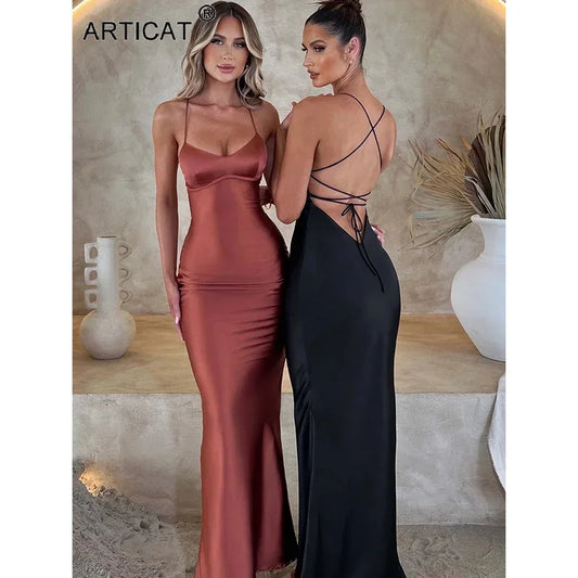 Satin Backless Mermaid Dress