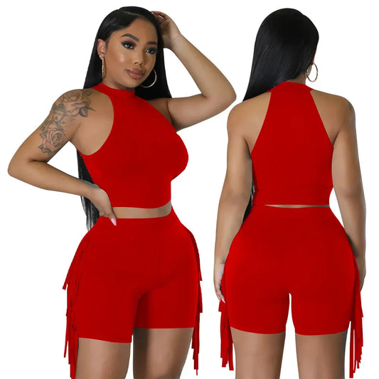 Women 2 Piece Tight Sexy Short Tank Tops+Shorts Tracksuits Hot Matching Sets