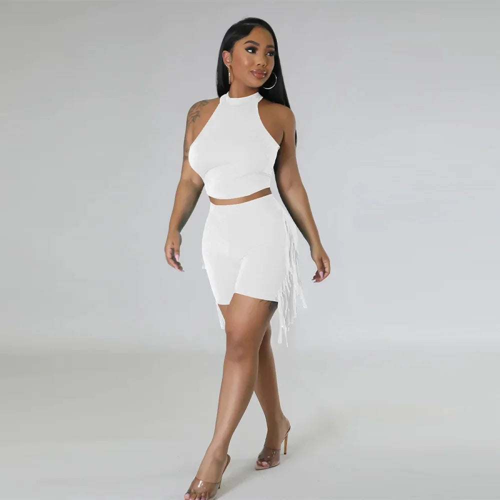 Women 2 Piece Tight Sexy Short Tank Tops+Shorts Tracksuits Hot Matching Sets