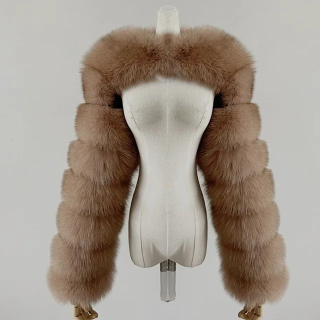 Faux Mink Long Sleeve Short Coat