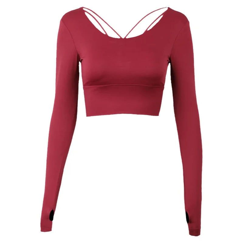 Long Sleeve Yoga Top Open Back Sports Wear