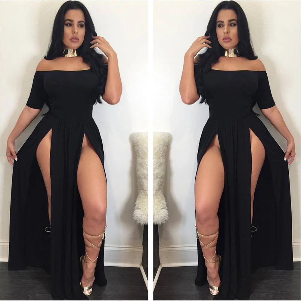 Off Shoulder High Slit Maxi Dressy